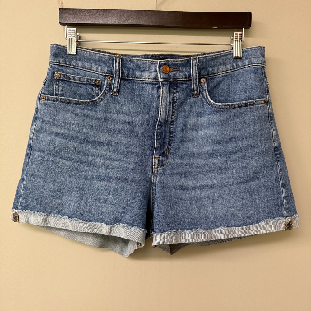 J. Crew High-rise eco denim short Size 30 Medium faded indigo Cuffed Mom Errands